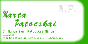 marta patocskai business card